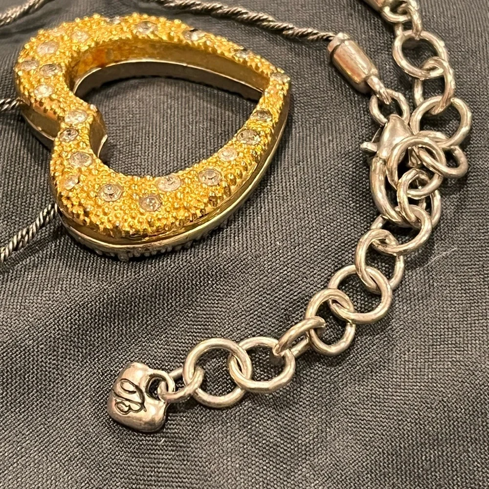 BRIGHTON Retired Reversible Two-tone Heart Pendant Necklace - Picture 4 of 7